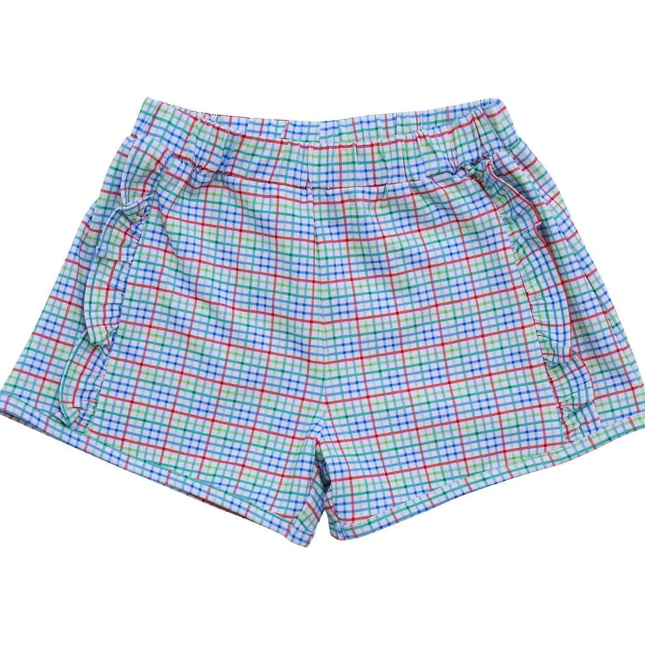 Primary Plaid Ruffle Shorts