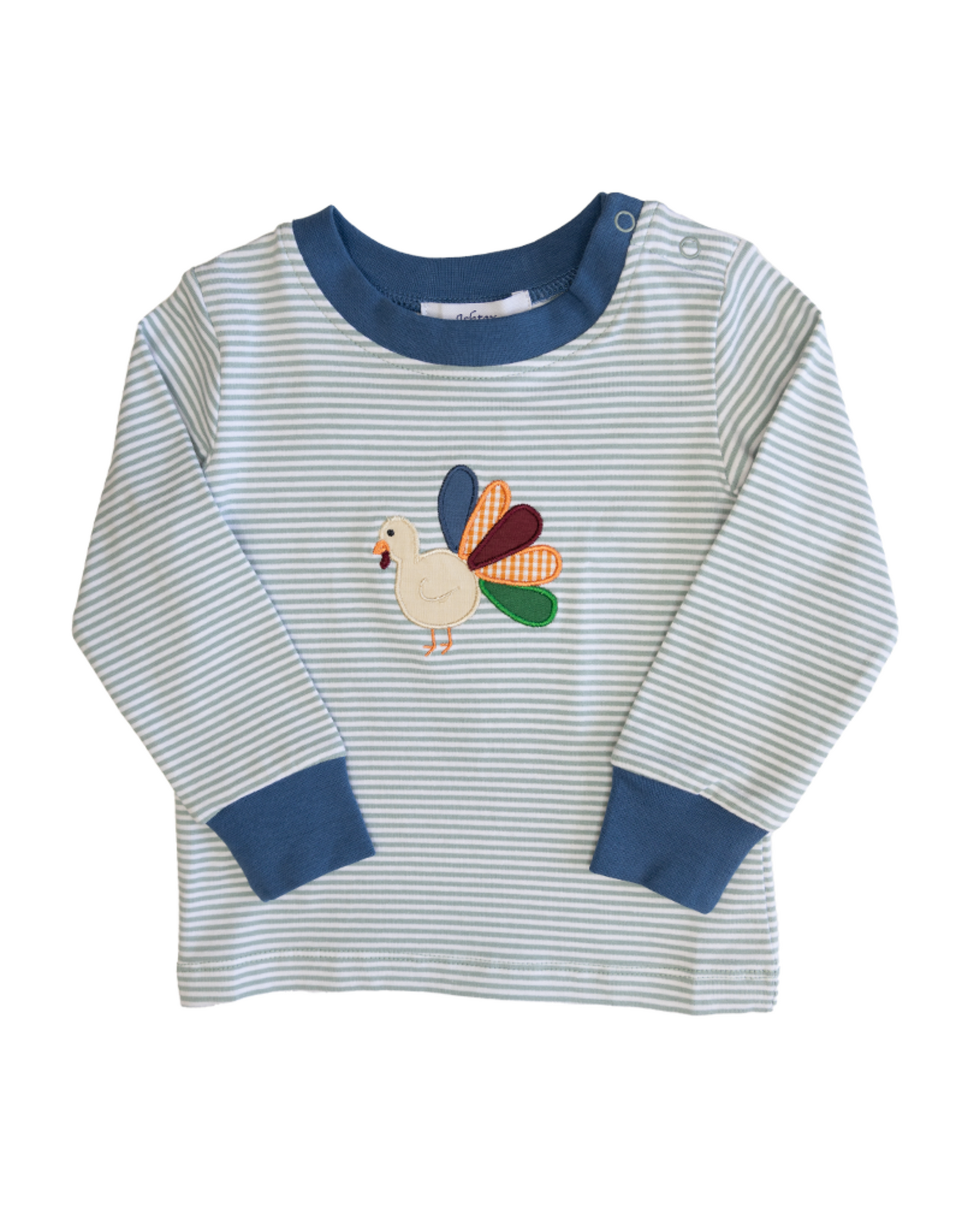 Sage Stripe Turkey Applique Boys T-shirt