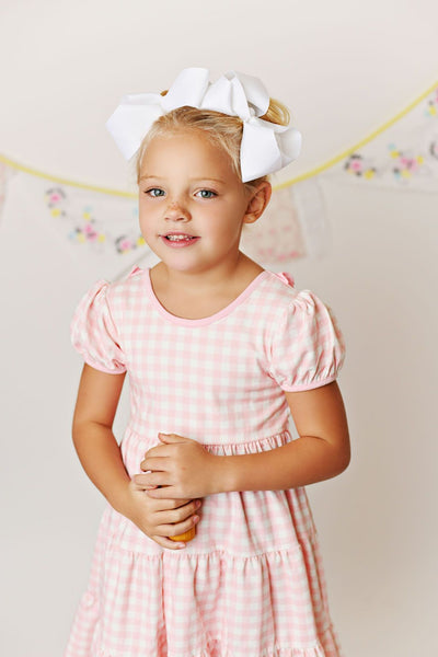Pink Gingham Twirl Dress