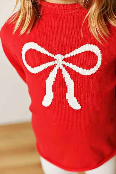 WHITE BOW SWEATER