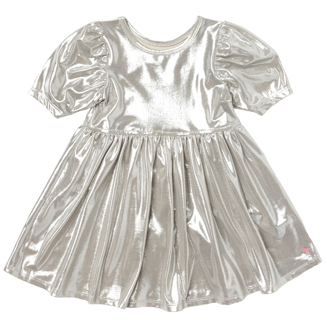 Girls Lame Laurie Dress - Champagne