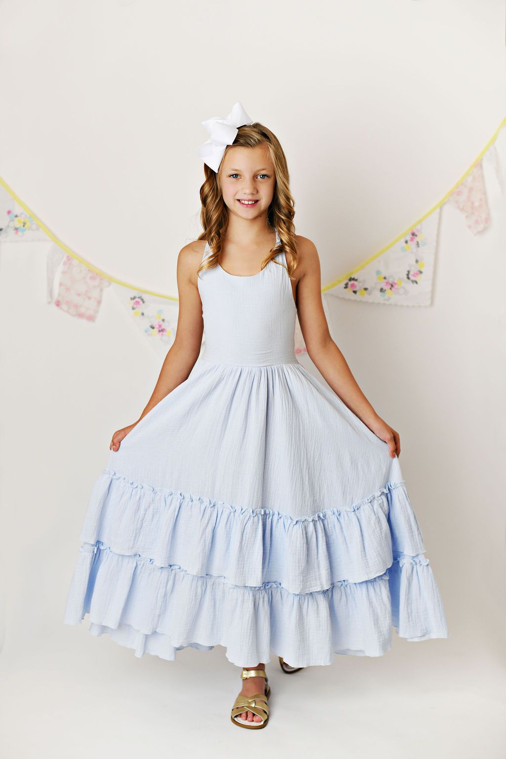 Sky Blue Muslin Maxi Twirl Dress