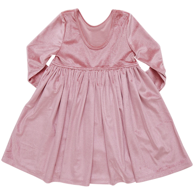 Girls Velour Steph Dress - Mauve