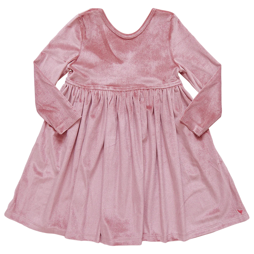 Girls Velour Steph Dress - Mauve