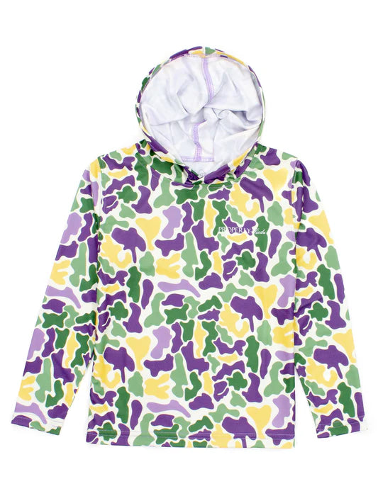 Boys Sportsman Performance Hoodie Mardi Gras Camo