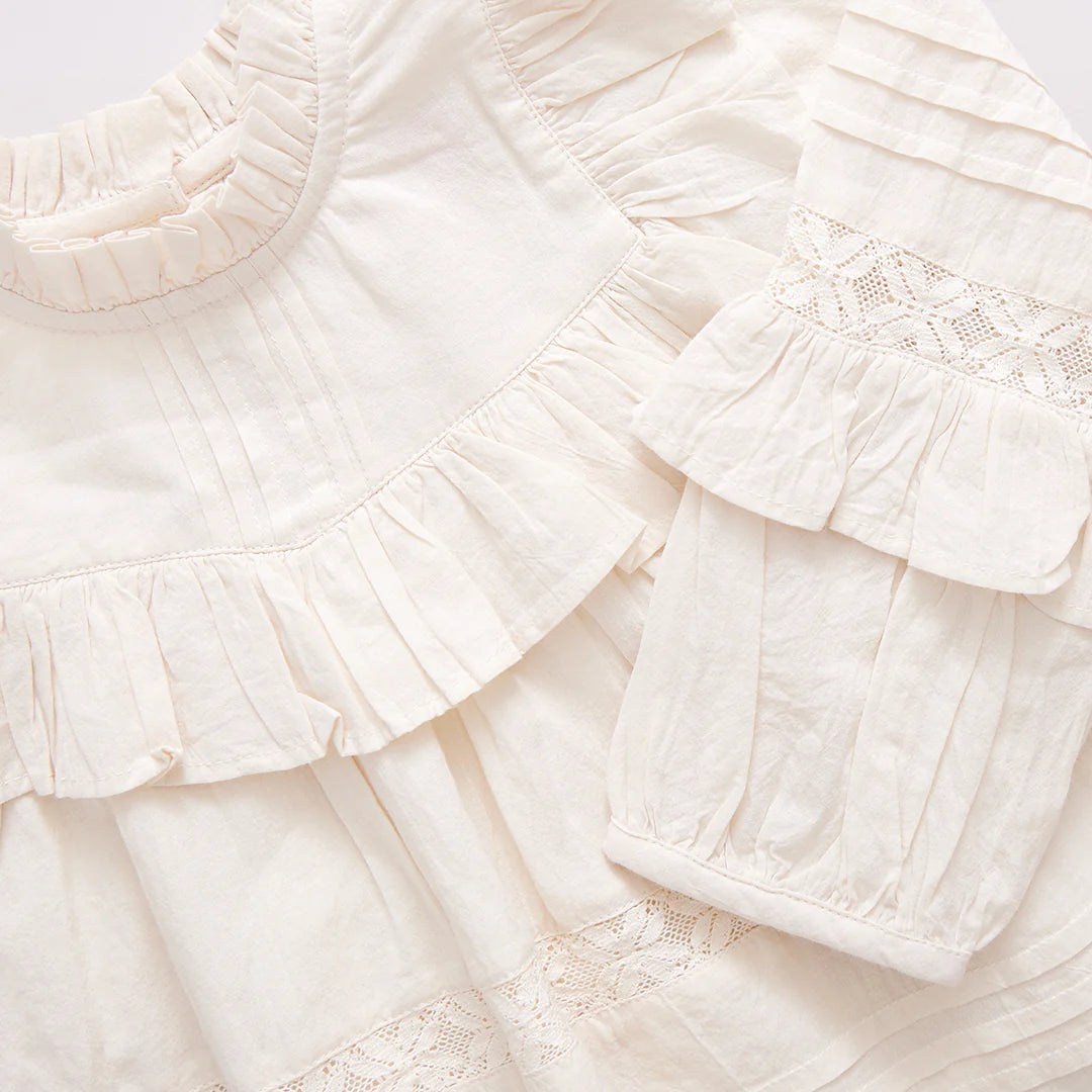 Girls Lace Mira Top - Antique White