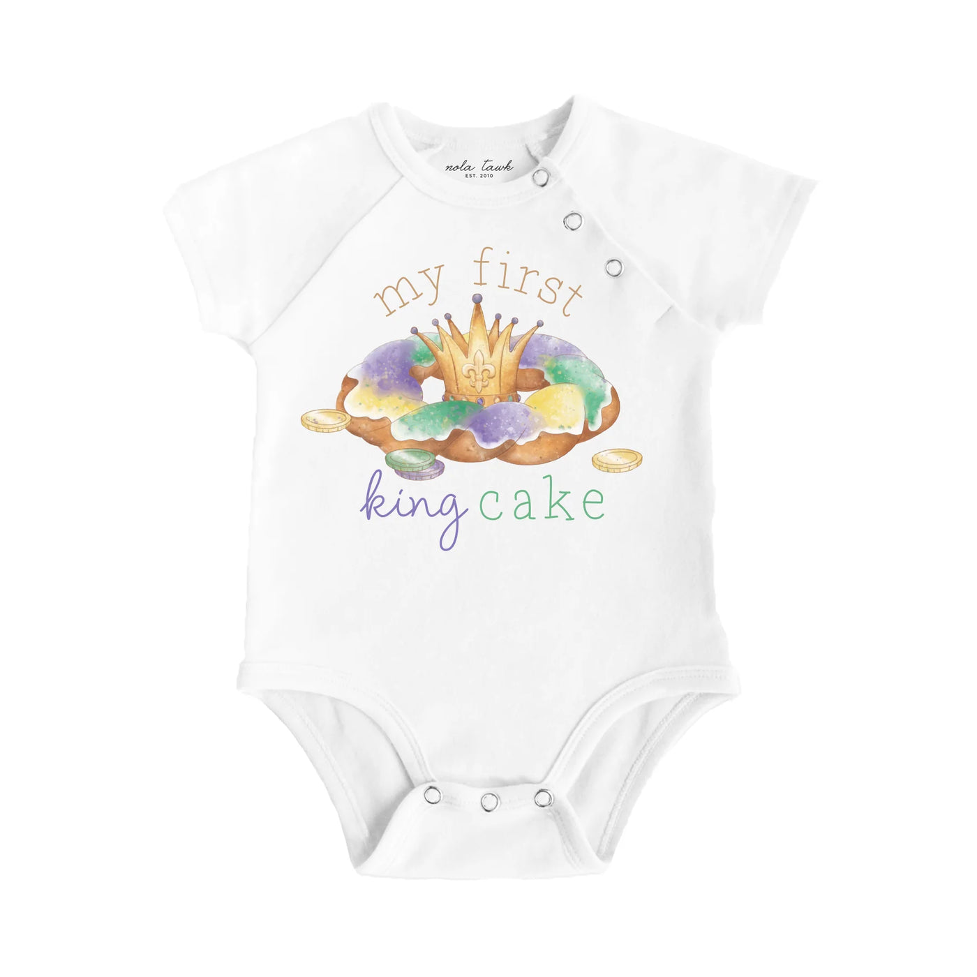 My First King Cake Organic Cotton Baby Onesie