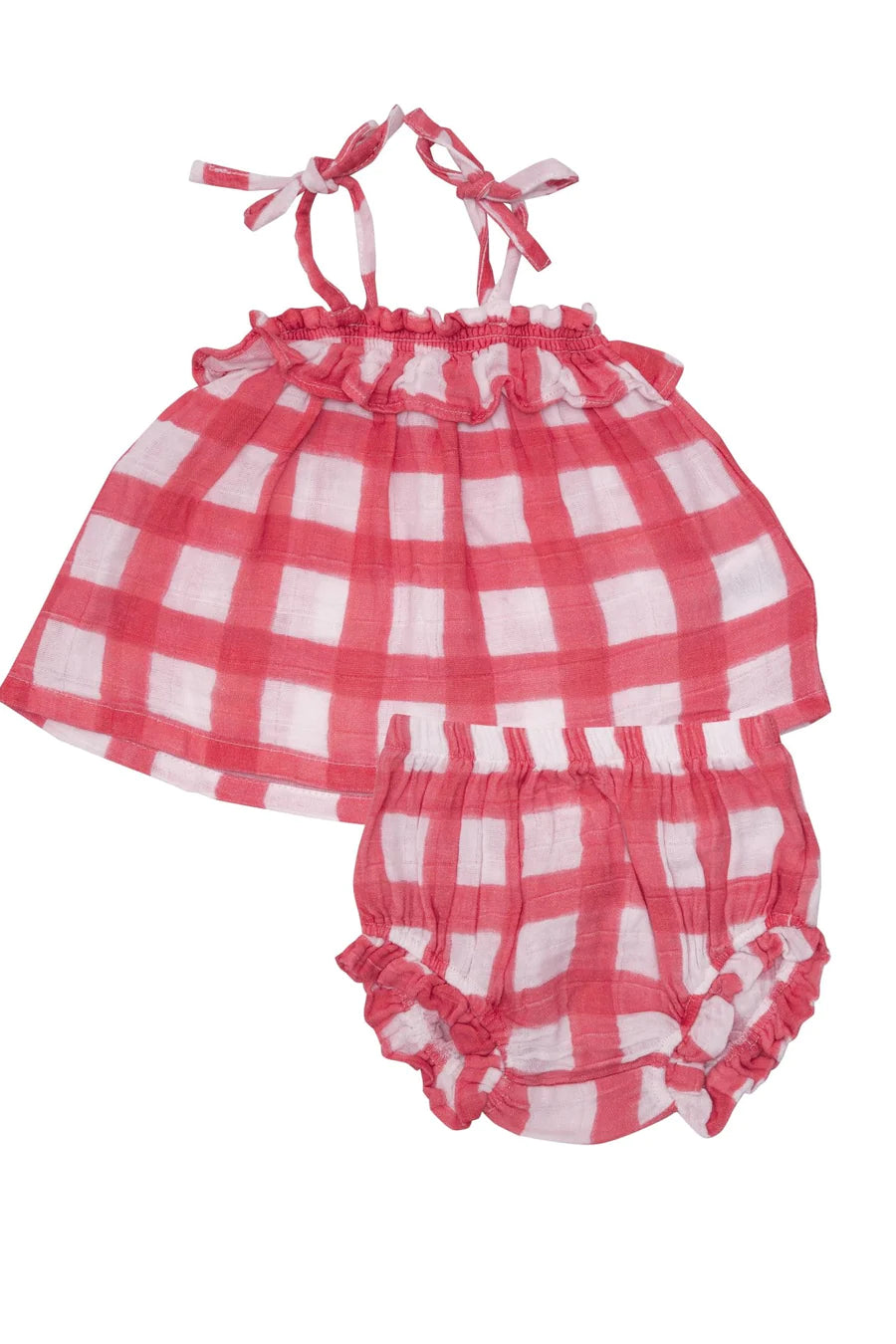 PAINTED GINGHAM RED Ruffle Top & Bloomer