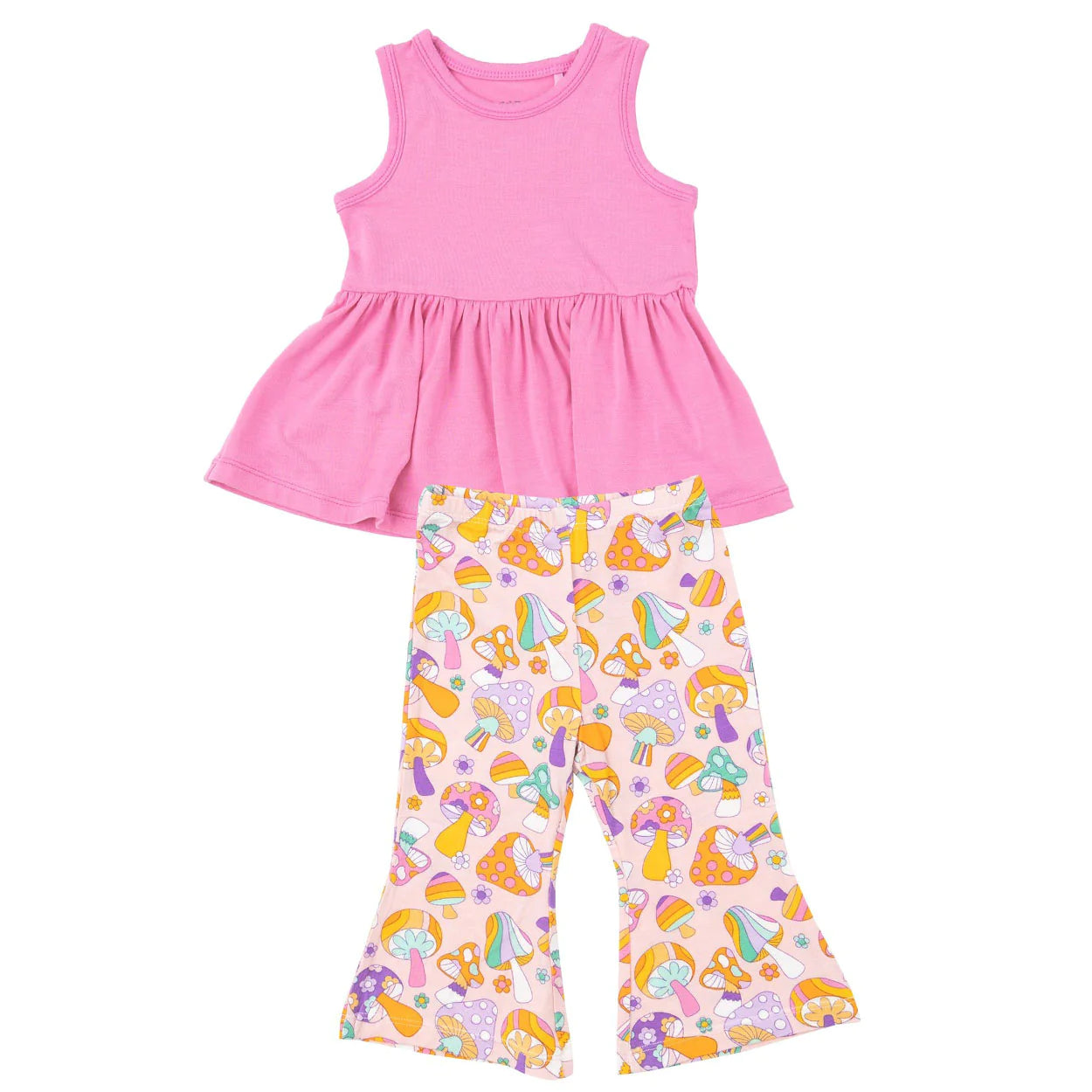 ANGEL DEAR FLOWER POWER MUSHROOMS PEPLUM TANK TOP + BABY BELLS