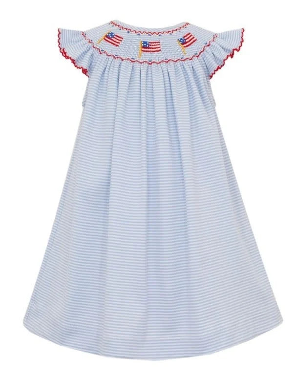 Flag Girls Lt Blue Stripe Knit Angel Wing Bishop