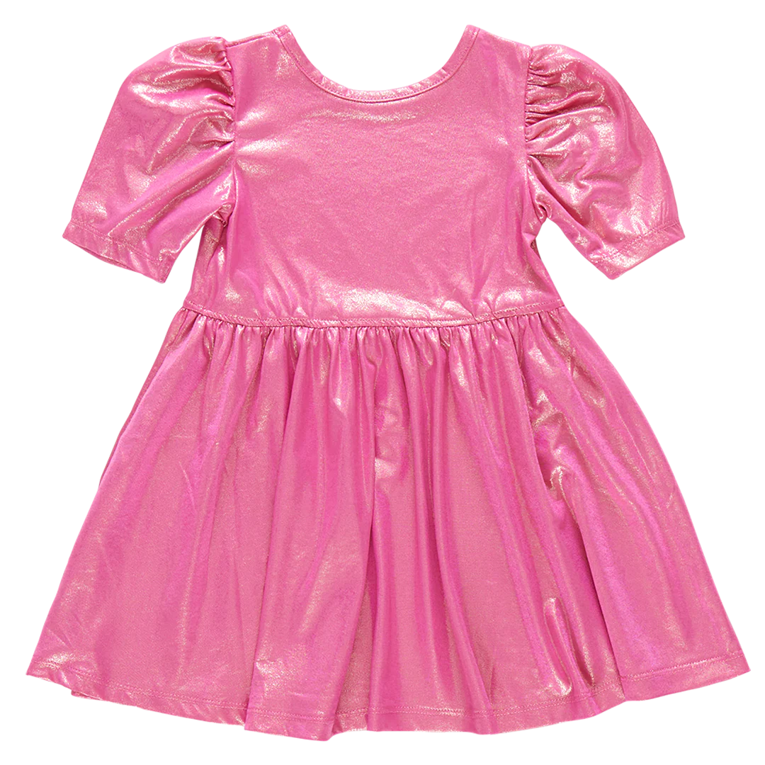 Girls Lame Laurie Dress - Pink