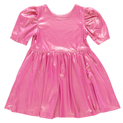 Girls Lame Laurie Dress - Pink