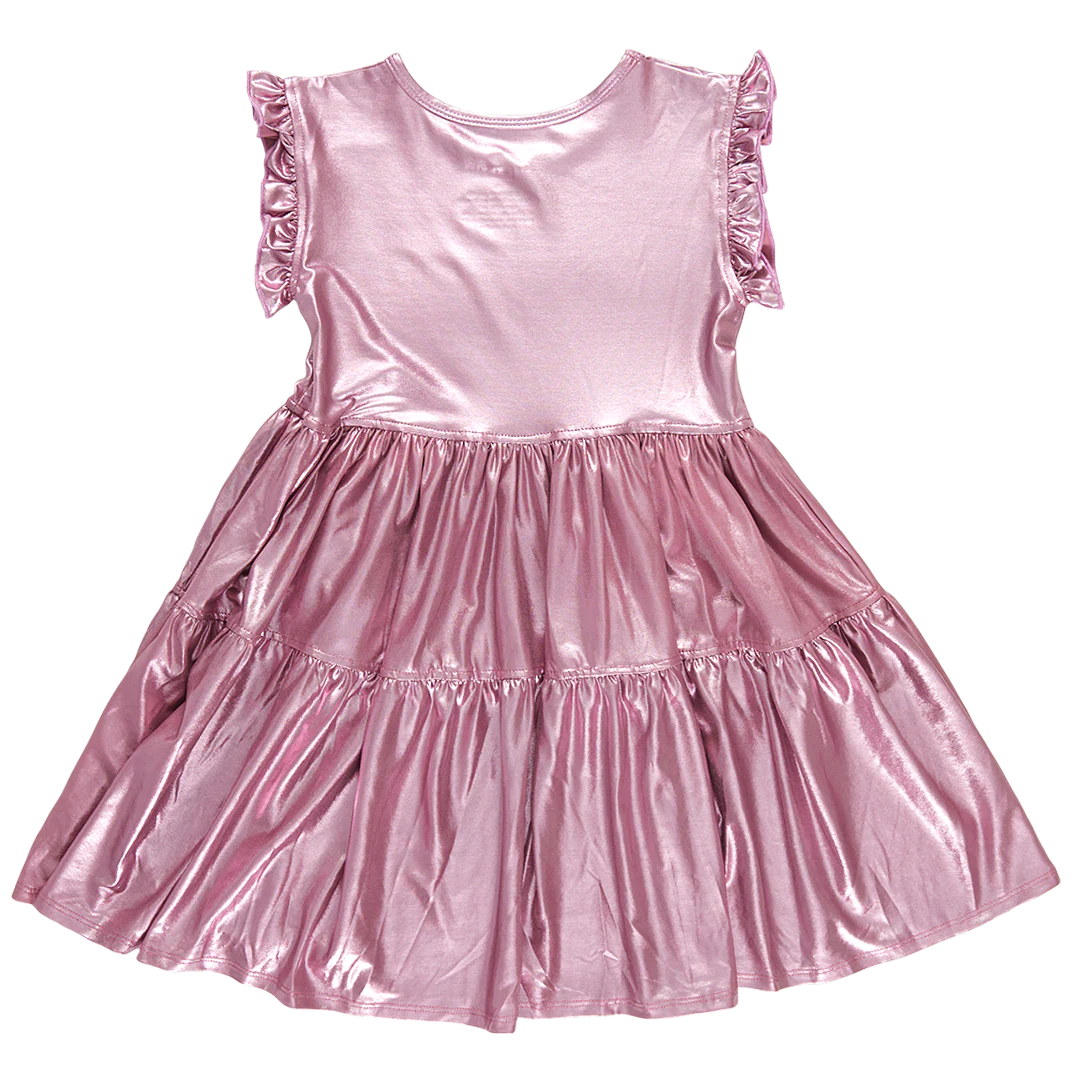 Pink Chicken Girls Lame Polly Dress - Light Pink Lame