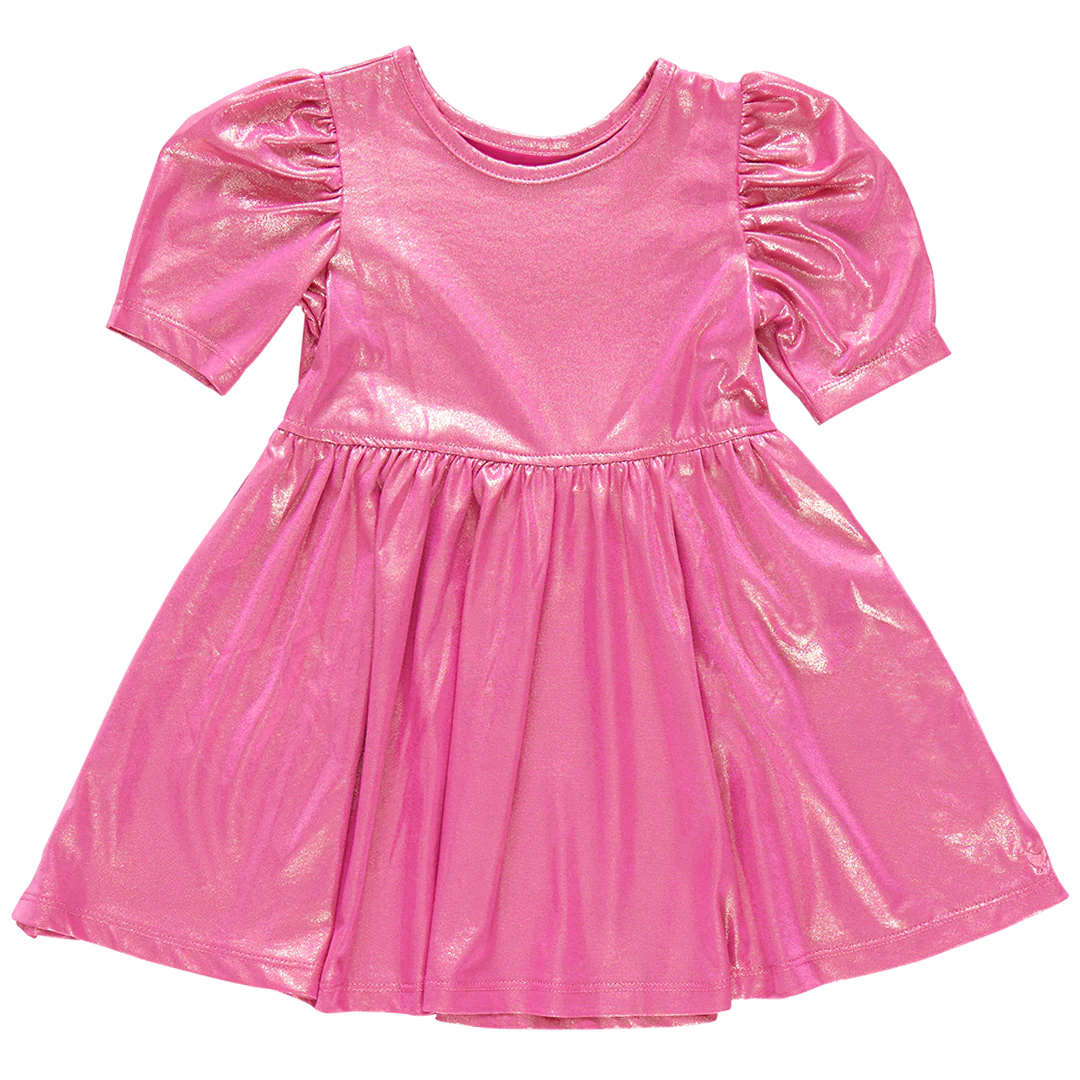 Girls Lame Laurie Dress - Pink
