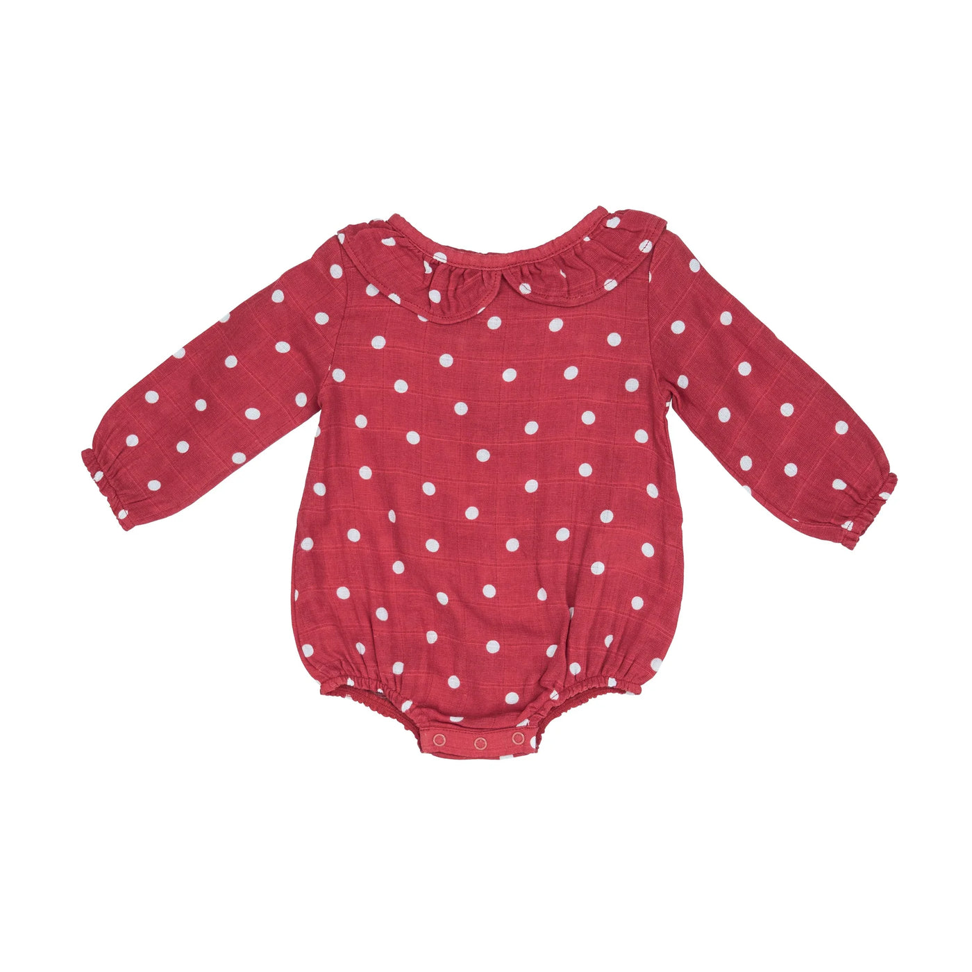 Polka Dot Ruffle Collar Bubble Red