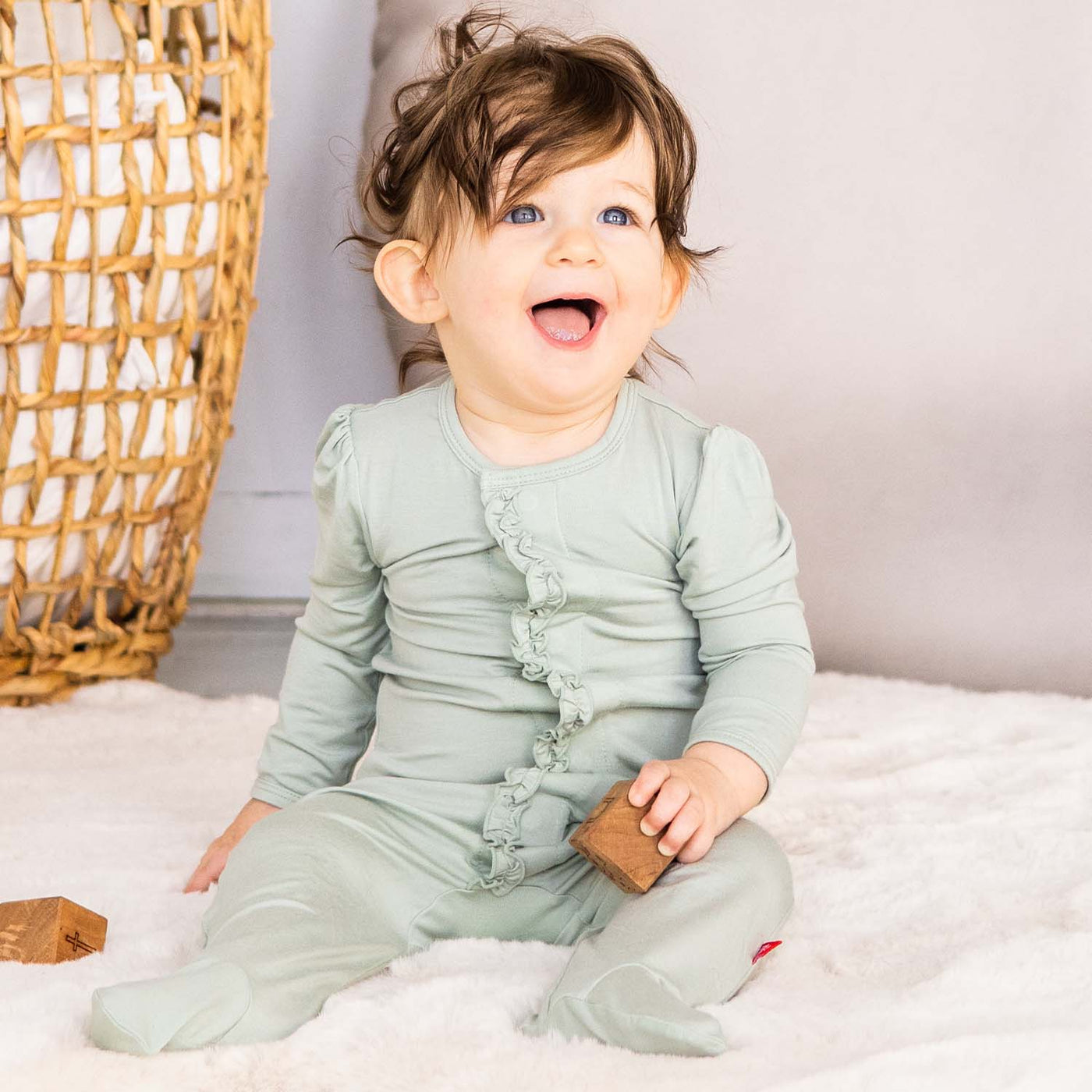 Magnetic Me Sea Foam Modal Magnetic Ruffle Footie