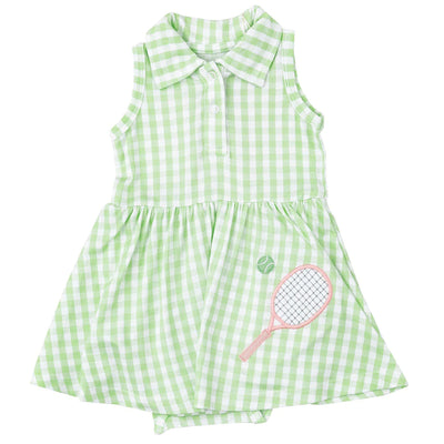 ANGEL DEAR MINI GINGHAM GREEN TENNIS TANK BODYSUIT DRESS