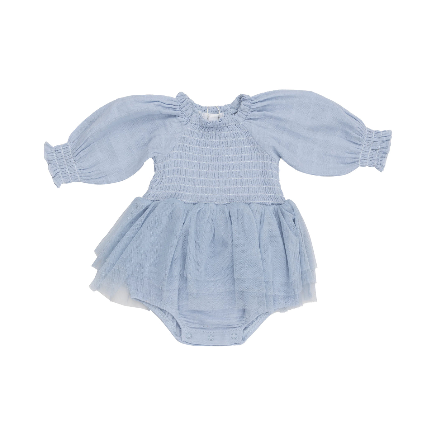 Dusty Blue - Long Sleeve L/S Smocked Tutu Bubble