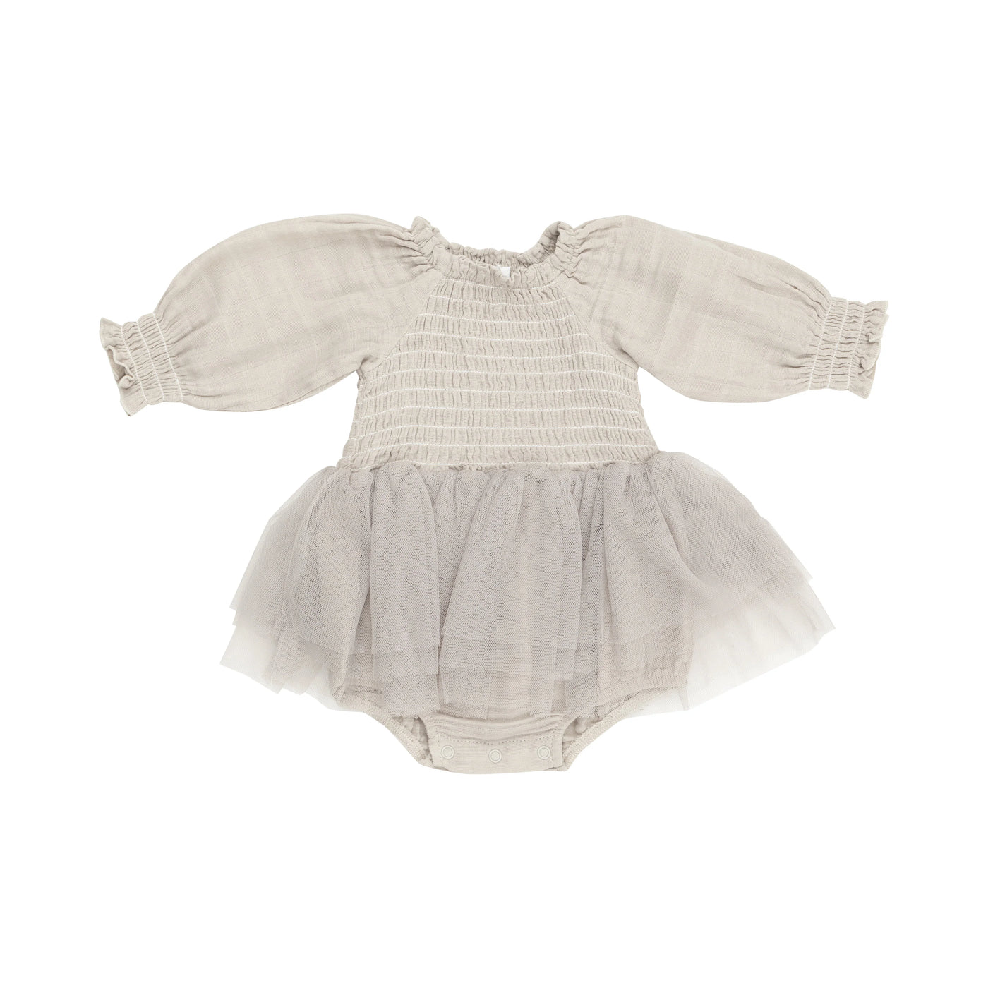 Oatmeal Long - Sleeve L/S Smocked Tutu Bubble