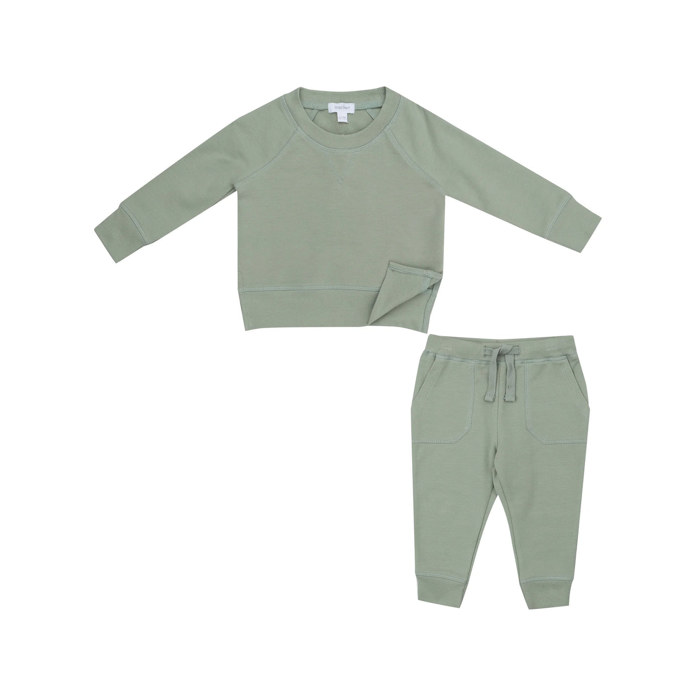 French Terry Desert Sage Solid - Raglan Sweatshirt And Jogger Set