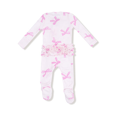 Pretty Bows - 2 Way Ruffle Zipper Footie