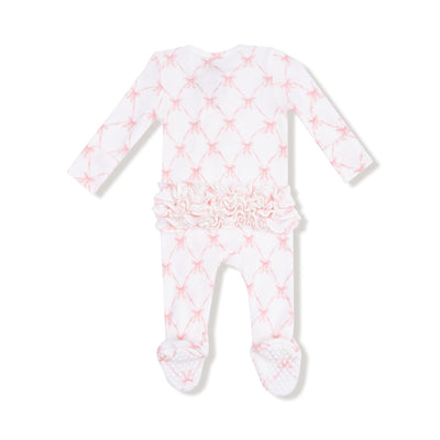 Ribbon Bow Trellis - 2 Way Ruffle Zipper Footie
