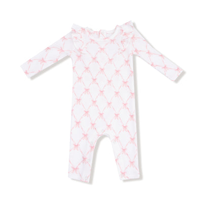 Ribbon Bow Trellis - L/s Ruffle Romper