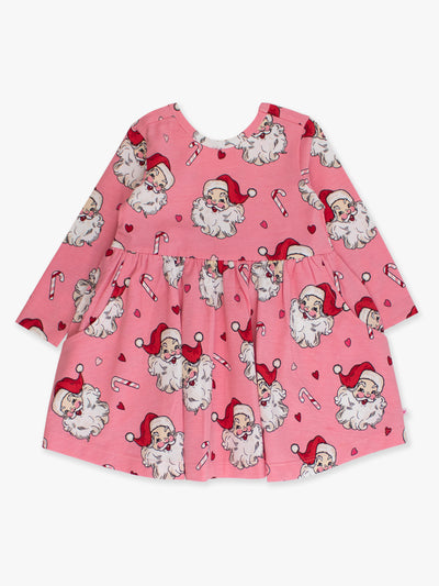 PINK SANTA JOY Knit Long Sleeve Twirl Dress
