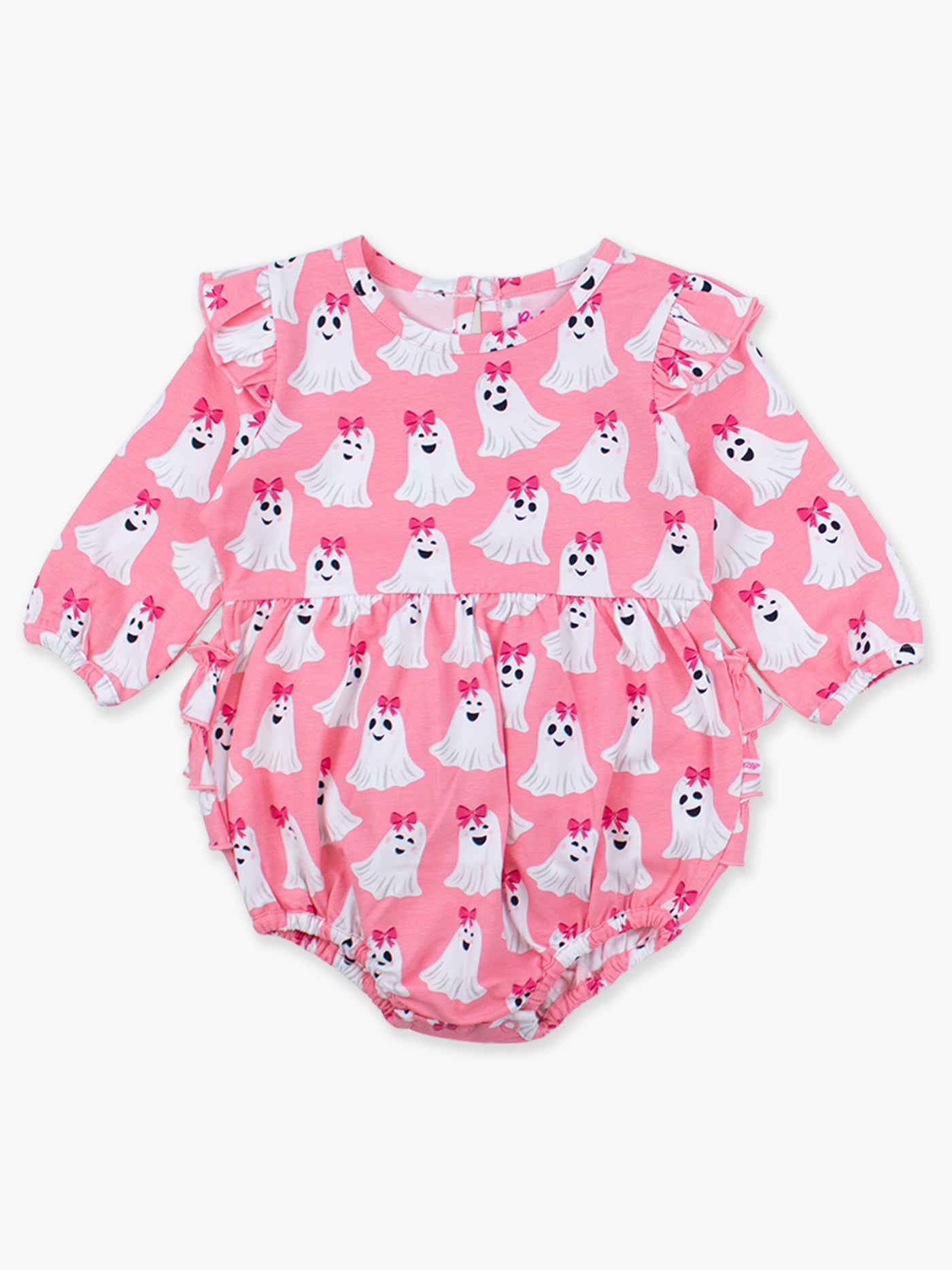 GHOSTIE GIRLS Knit Long Sleeve Flutter Bubble Romper
