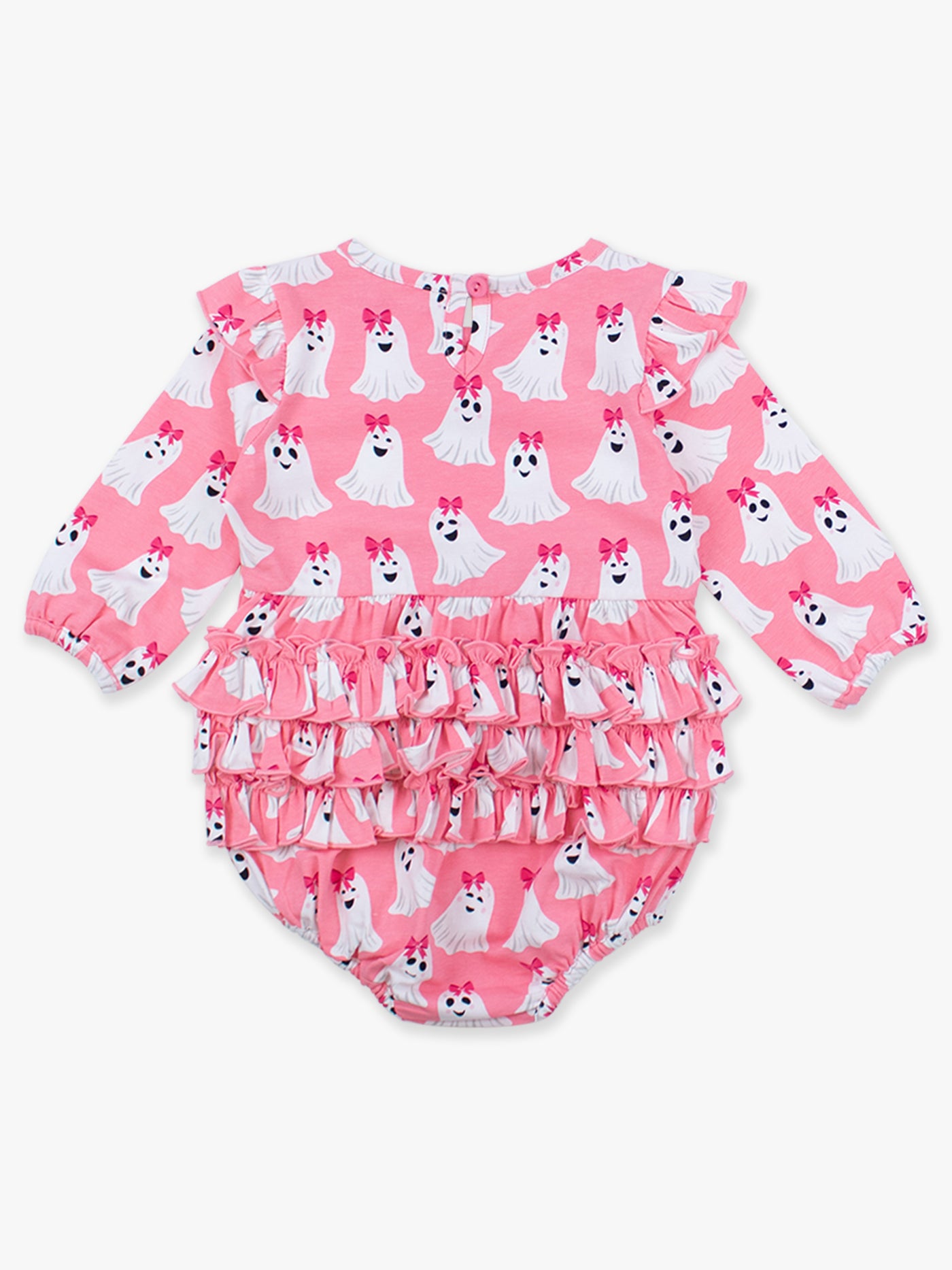 GHOSTIE GIRLS Knit Long Sleeve Flutter Bubble Romper