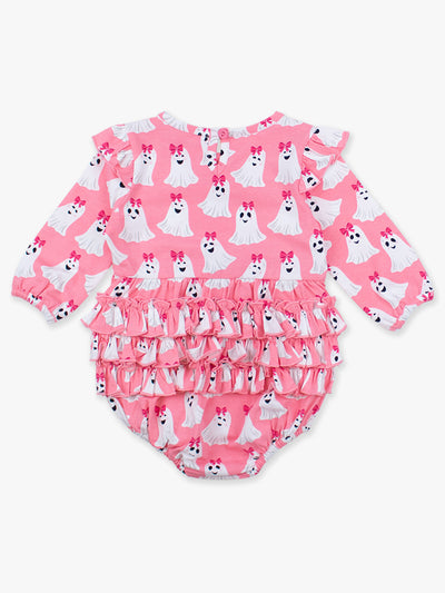 GHOSTIE GIRLS Knit Long Sleeve Flutter Bubble Romper