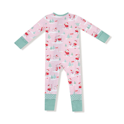 Golfing Mrs. Claus And Elves - 2 Way Zipper Romper