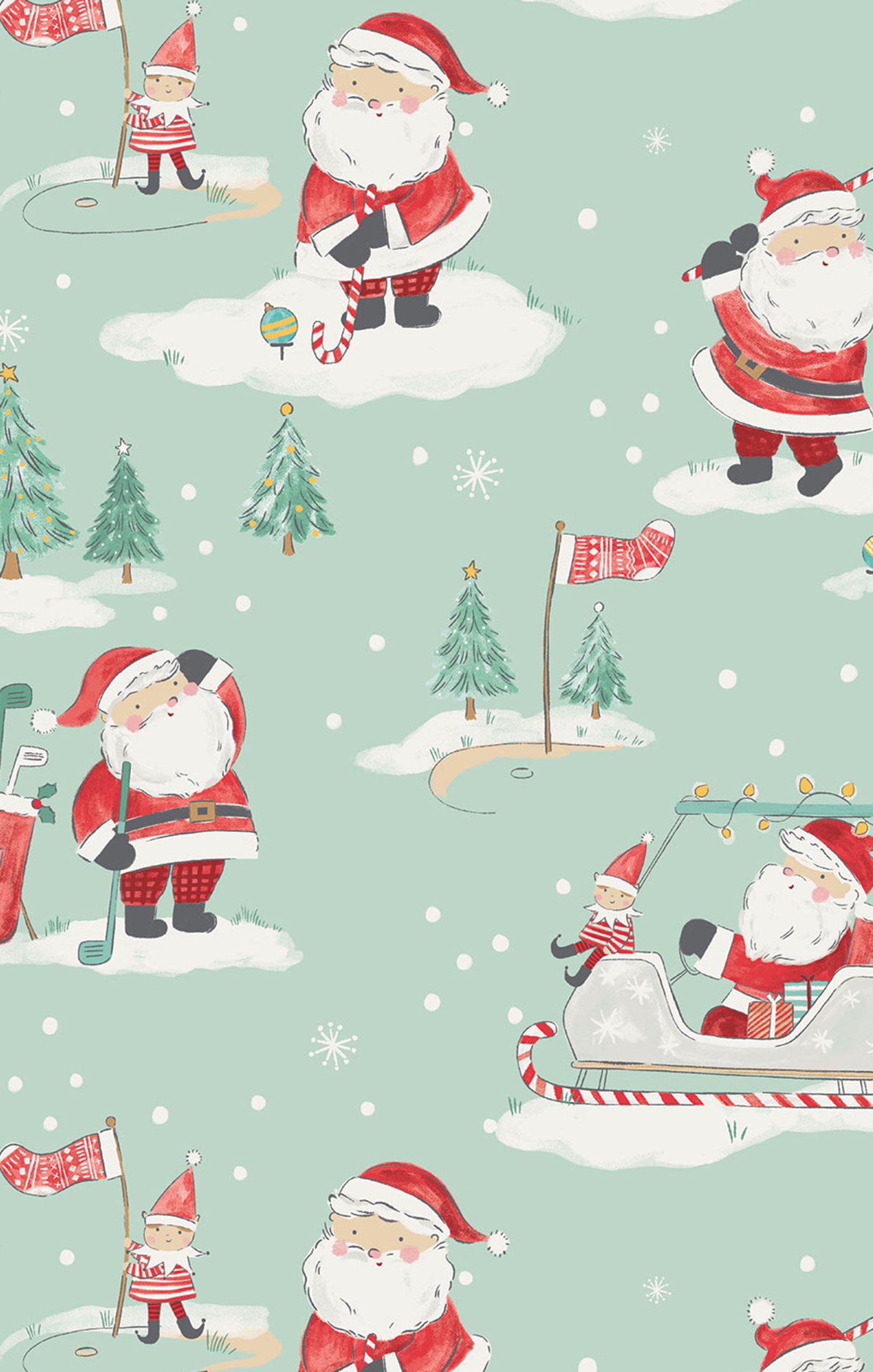 Golfing Santa And Elves - 2 Way Zipper Romper