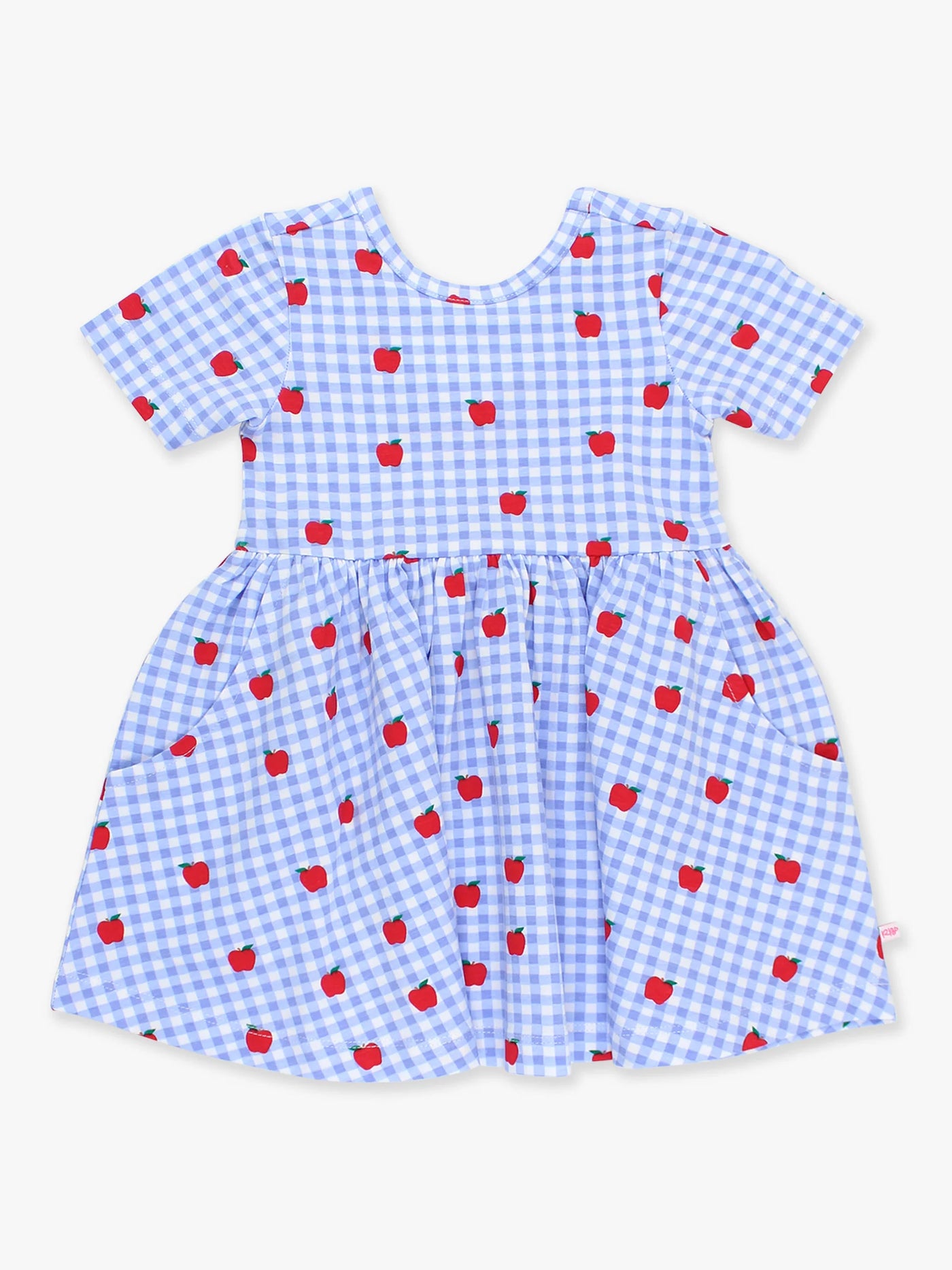 Apple Orchard Gingham Short Sleeve Knit Twirl Dress