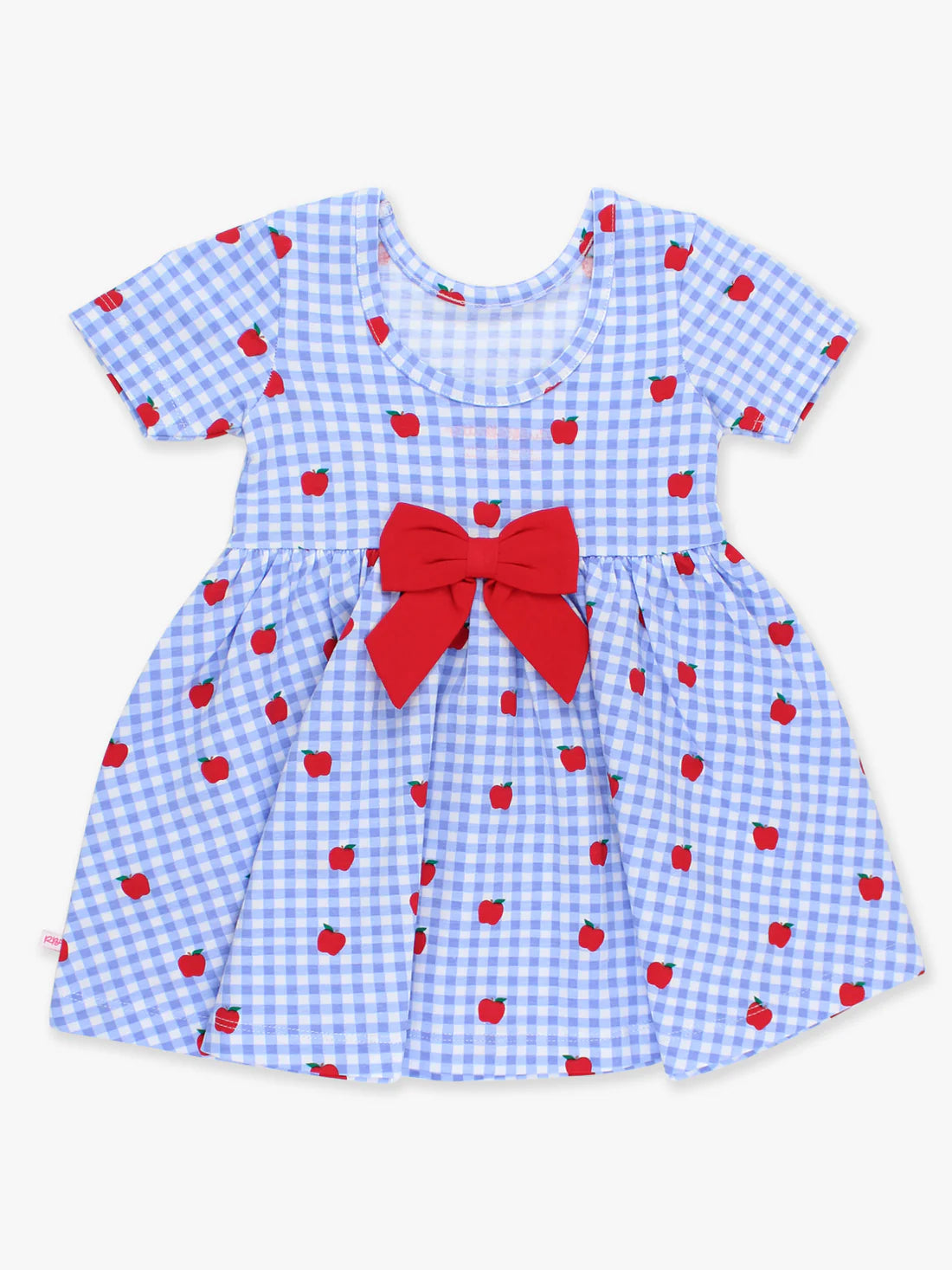 Apple Orchard Gingham Short Sleeve Knit Twirl Dress
