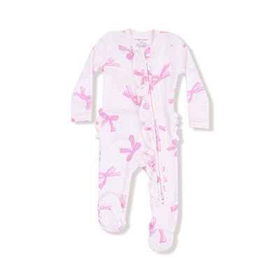Pretty Bows - 2 Way Ruffle Zipper Footie