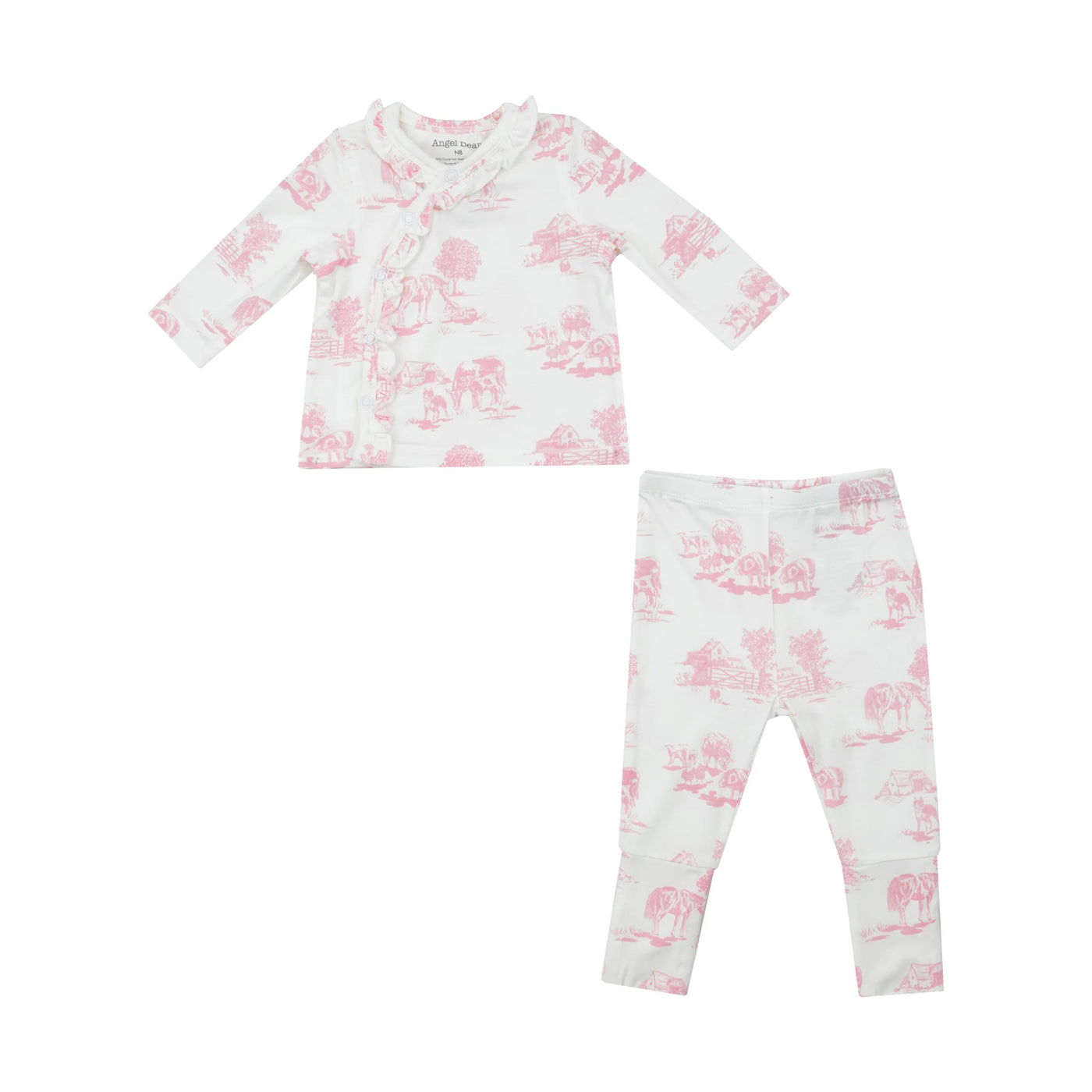 Farm Toile Pink - TMH Set with Roll Over Cuff Pant