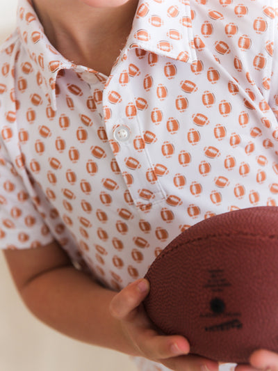 Football Frenzy Knit Short Sleeve Performance Polo