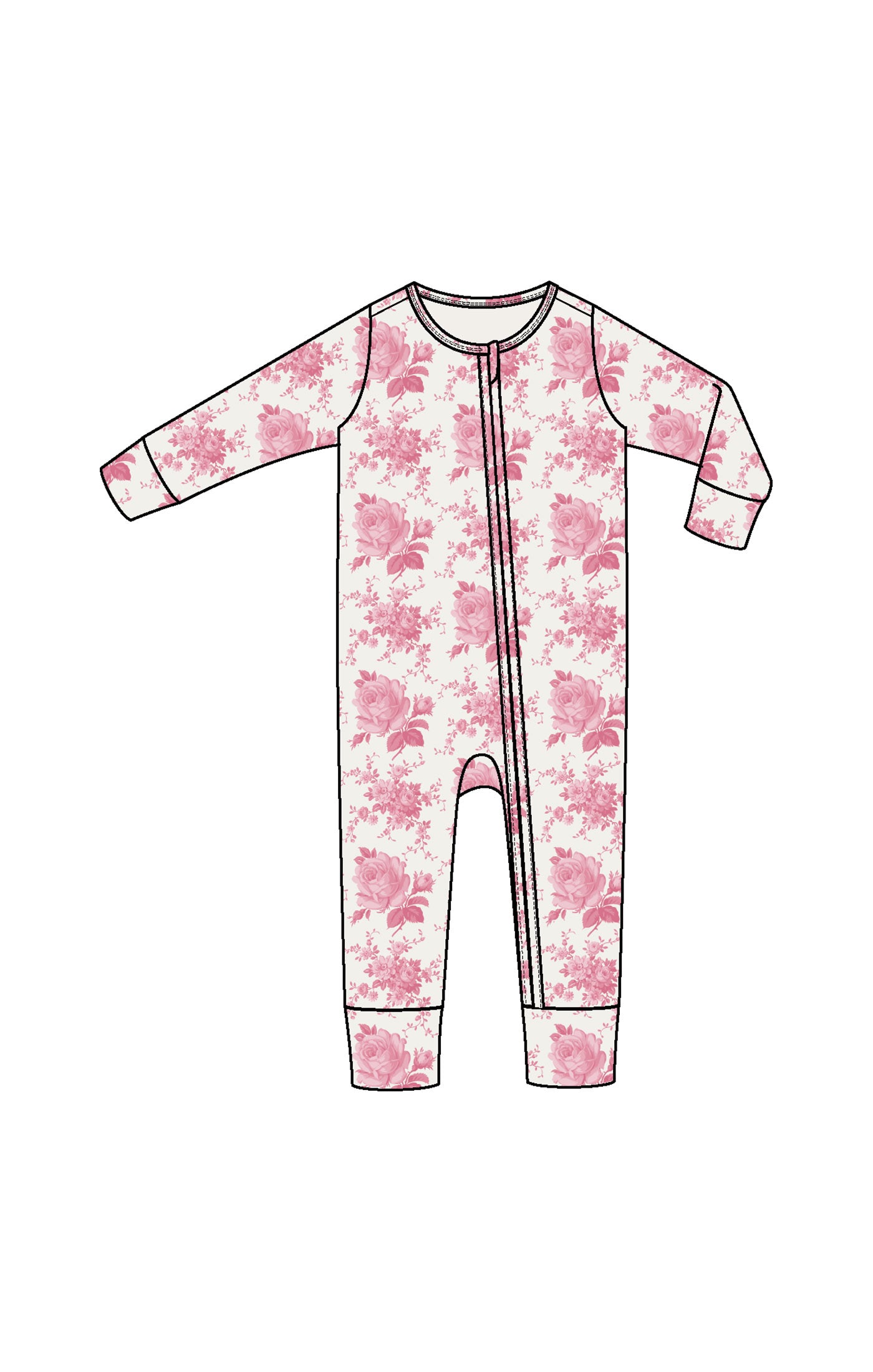 Vintage Pink Roses - 2 Way Zipper Romper