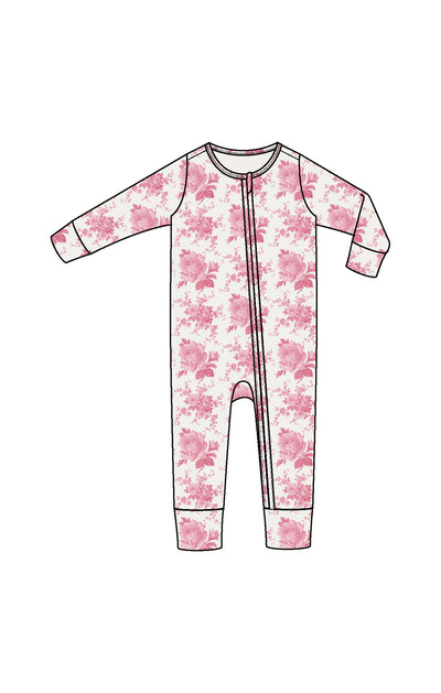 Vintage Pink Roses - 2 Way Zipper Romper