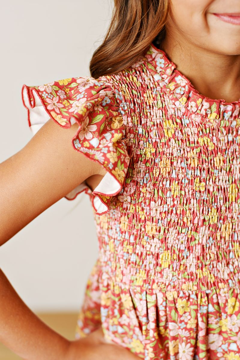 SMOCK FLUTTER DRESS
