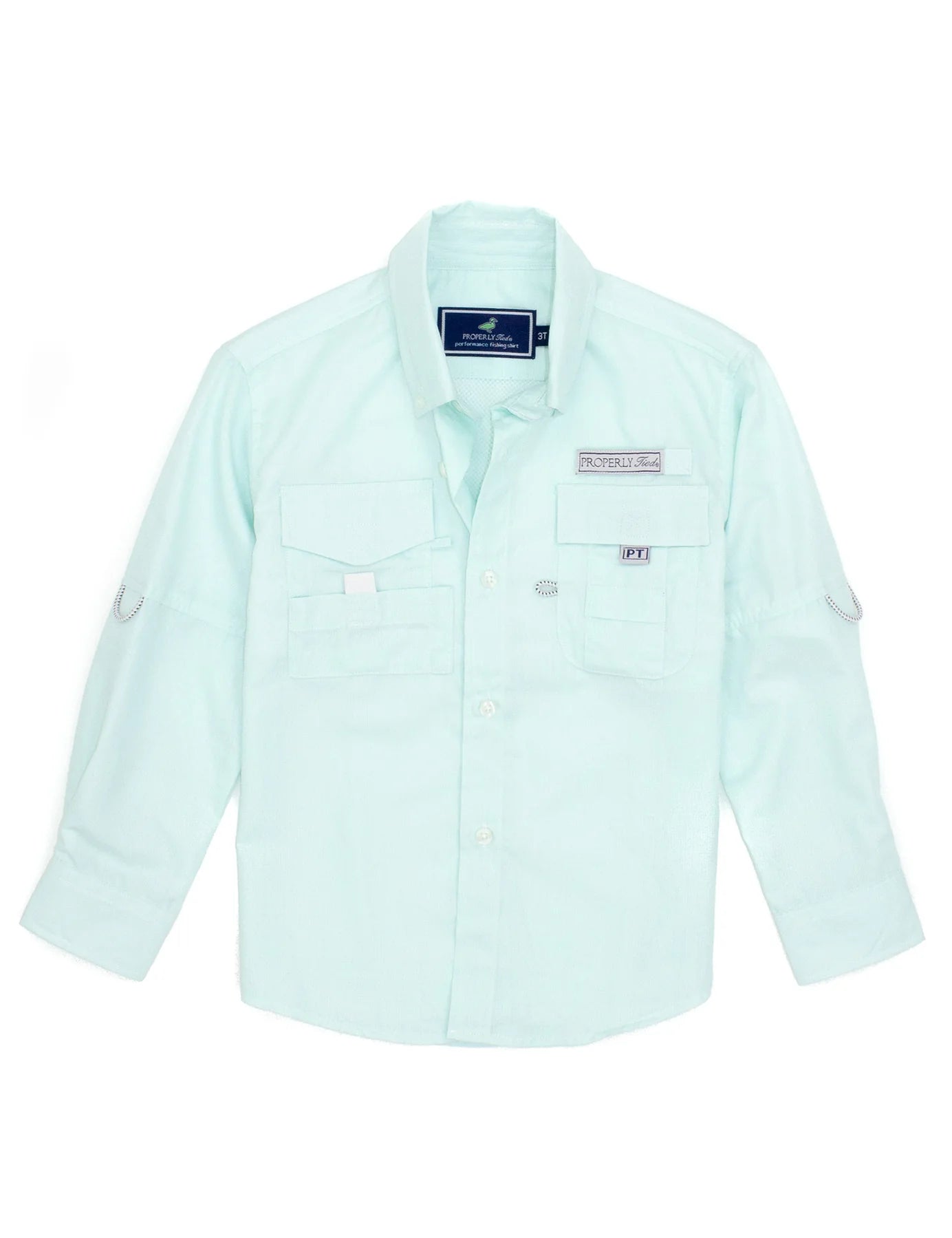 BOYS PERFORMANCE FISHING SHIRT SEAFOAM