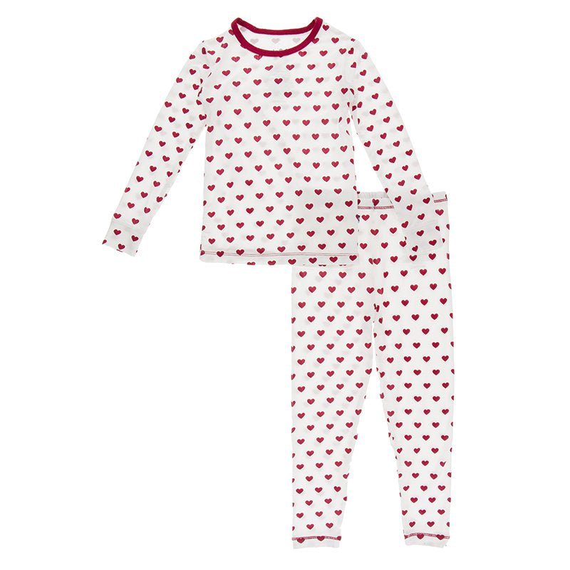 Natural Hearts Print Long Sleeve Pajama Set