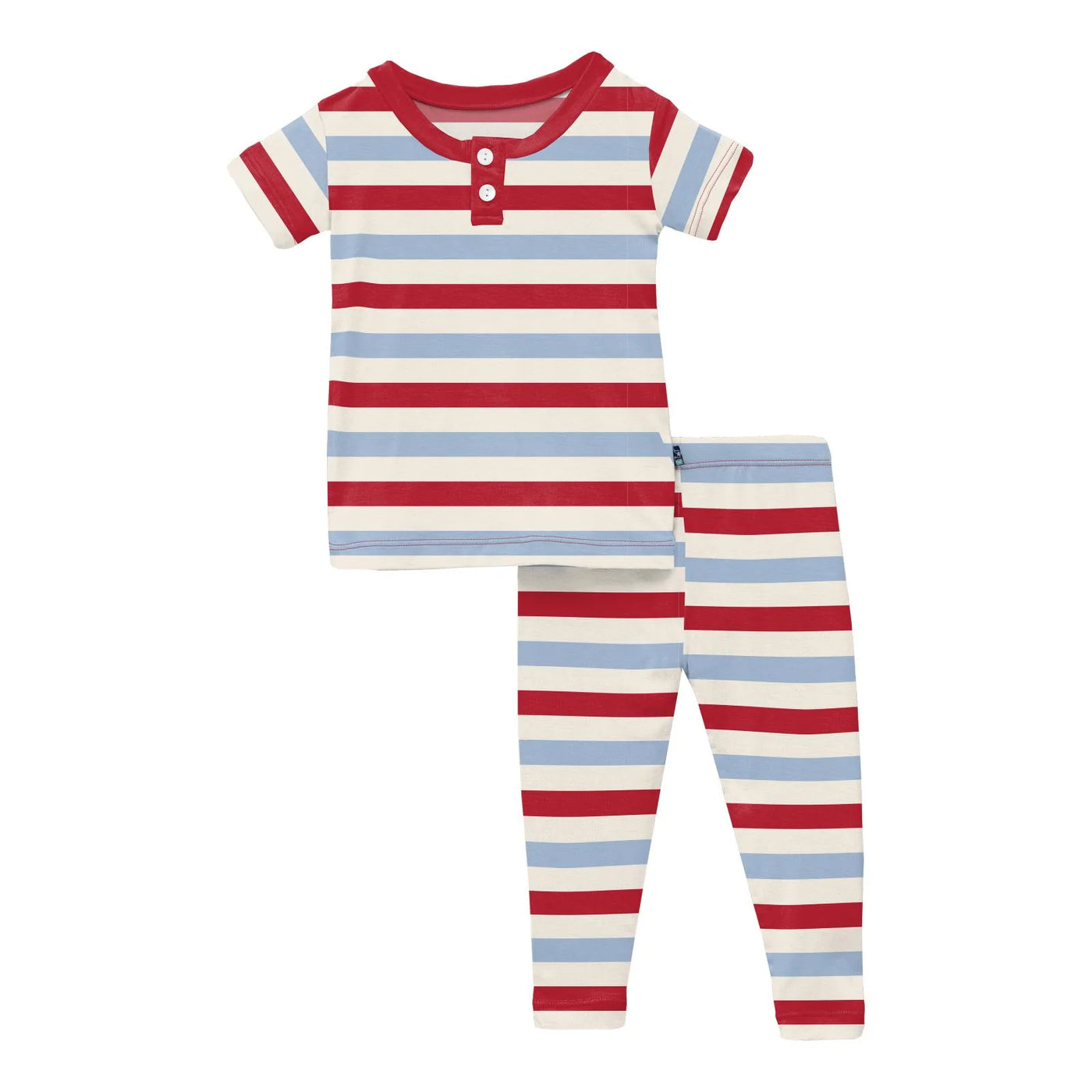 Print Short Sleeve Henley Pajama Set in Anniversary Balloon Stripe