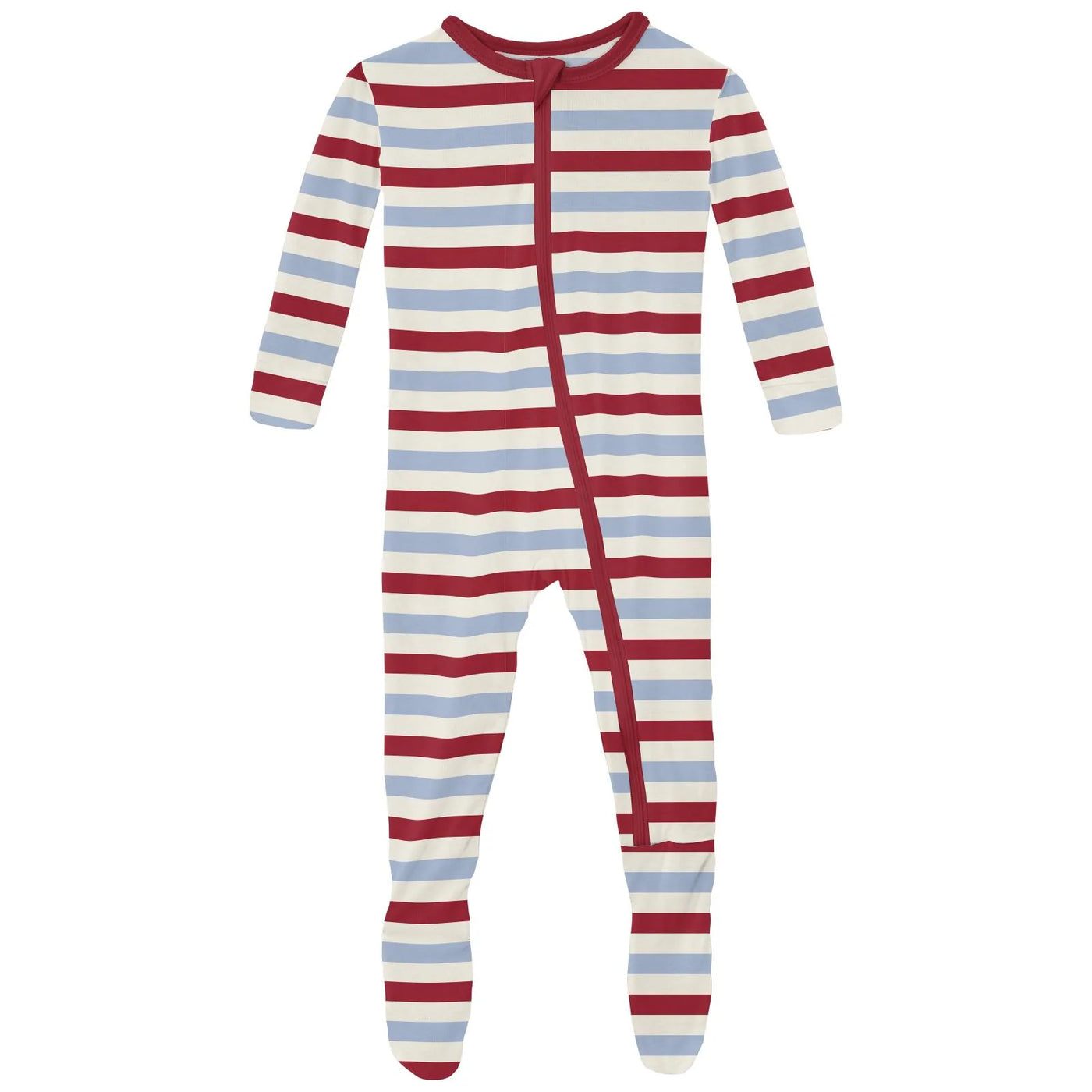 Print Footie with Zipper in Anniversary Balloon Stripe