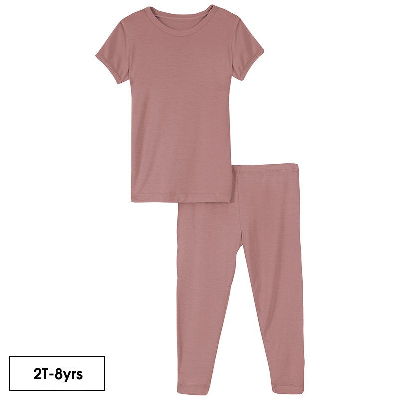 Solid Short Sleeve Pajama Set in Antique Pink