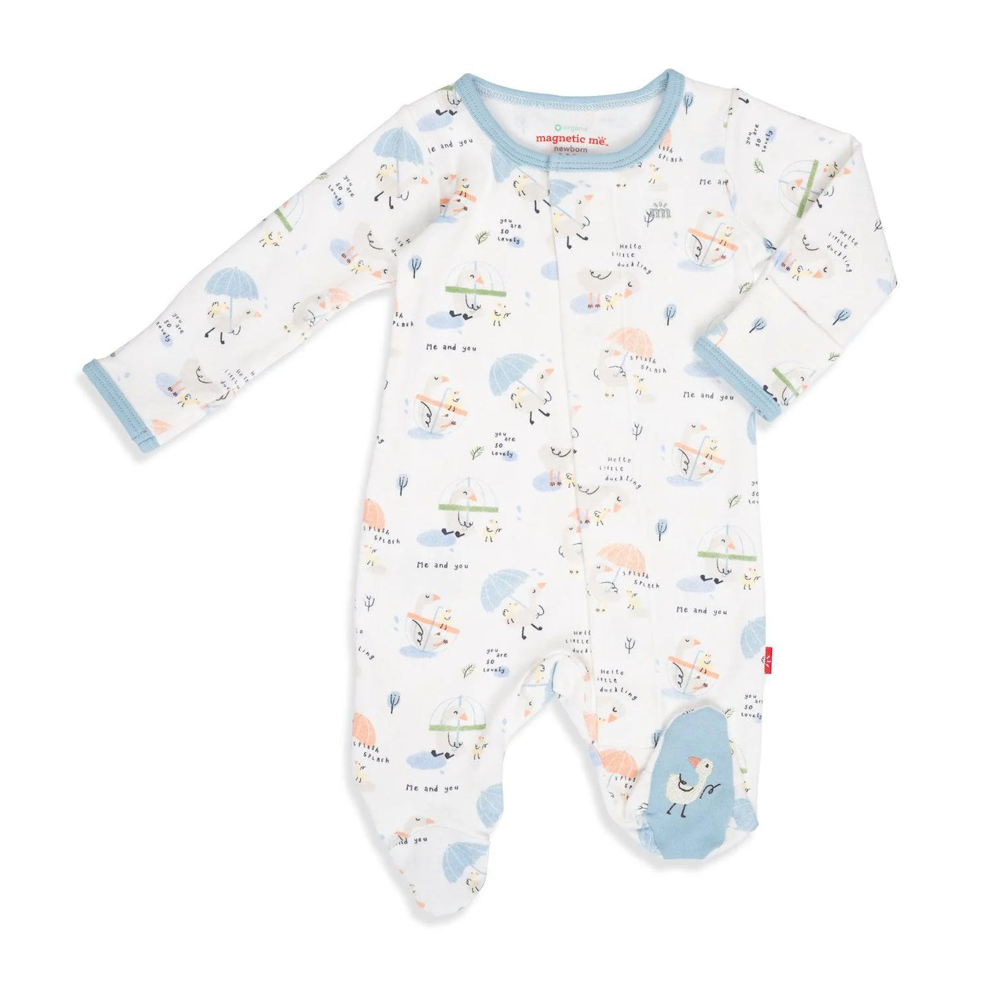 little duckling organic cotton magnetic footie