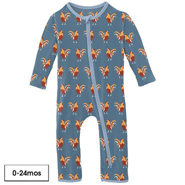 Print Coverall with Zipper in Parisian Rooster