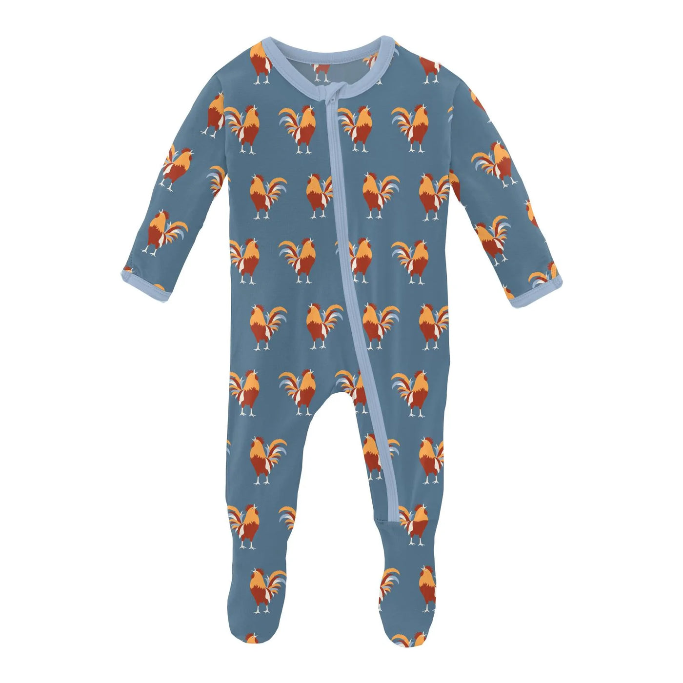 Print Footie with Zipper Parisian Rooster