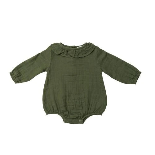 Muslin Chive Bubble With Ruffled Collar